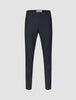 Motion Suit Pants Slim Midnight Blue slim-fit pants in dark blue with a center crease and breathable fabric.