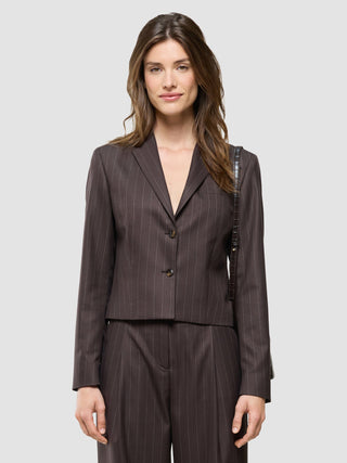 Women Raina Short Blazer Chestnut Pinstripe