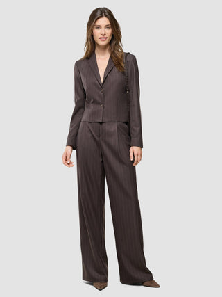 Raina Suit Wide Chestnut Pinstripe