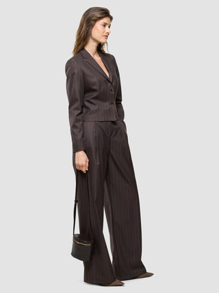 Women Raina Short Blazer Chestnut Pinstripe