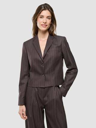 Raina Suit Wide Chestnut Pinstripe