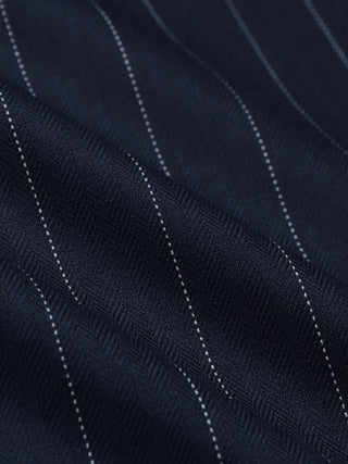 Close-up of the Women Raina Short Blazer Night Sky Pinstripe.