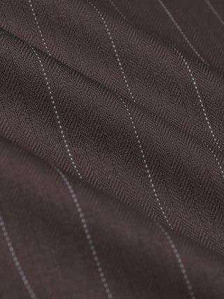 Women Raina Pants Wide Chestnut Pinstripe in a brown, high-waisted fabric.