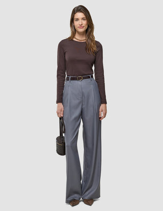 Women Raina Pants Wide Mid Grey Pinstripe