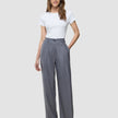 Women Raina Pants Wide Mid Grey Pinstripe