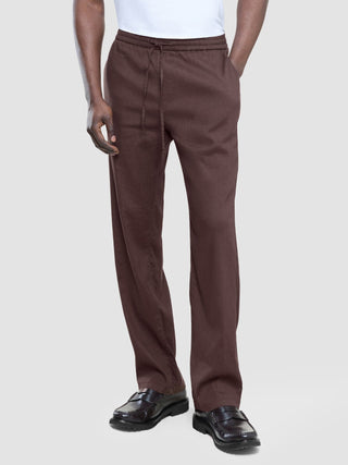 Refined Linen Pants Dark Brown