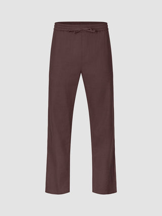 Refined Linen Pants Dark Brown