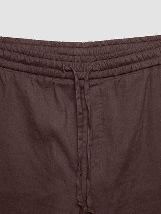 Refined Linen Pants Dark Brown