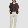 Refined Linen Bowling Short Sleeve Shirt Dark Brown