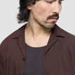 Refined Linen Bowling Short Sleeve Shirt Dark Brown