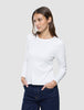 Women Rib T-Shirt Long Sleeve White
