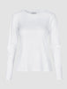 Women Rib T-Shirt Long Sleeve White