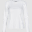 Women Rib T-Shirt Long Sleeve White