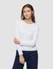 Women Rib T-Shirt Long Sleeve White