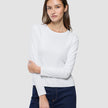 Women Rib T-Shirt Long Sleeve White