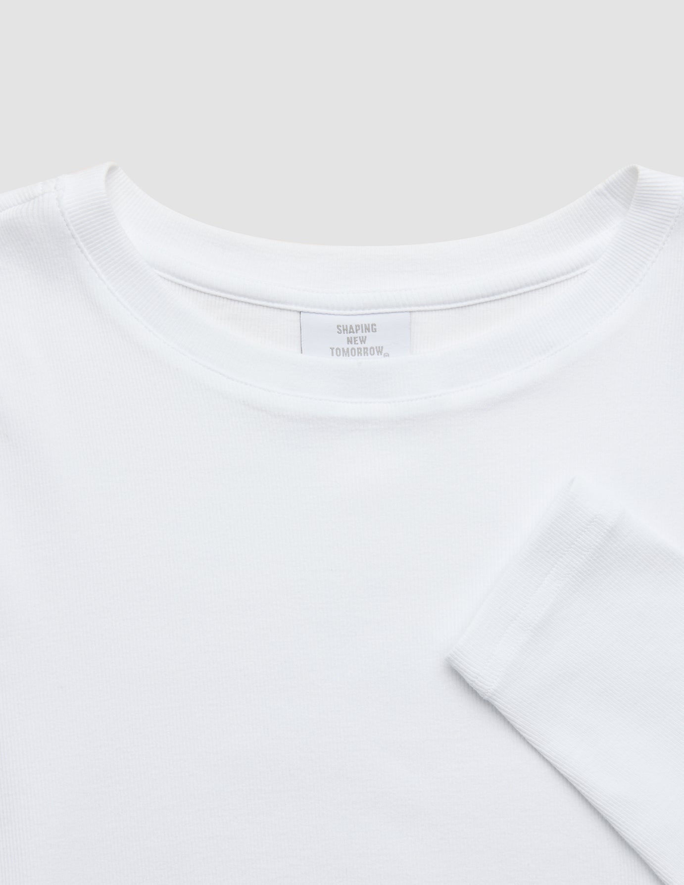 Women Rib T-Shirt Long Sleeve White