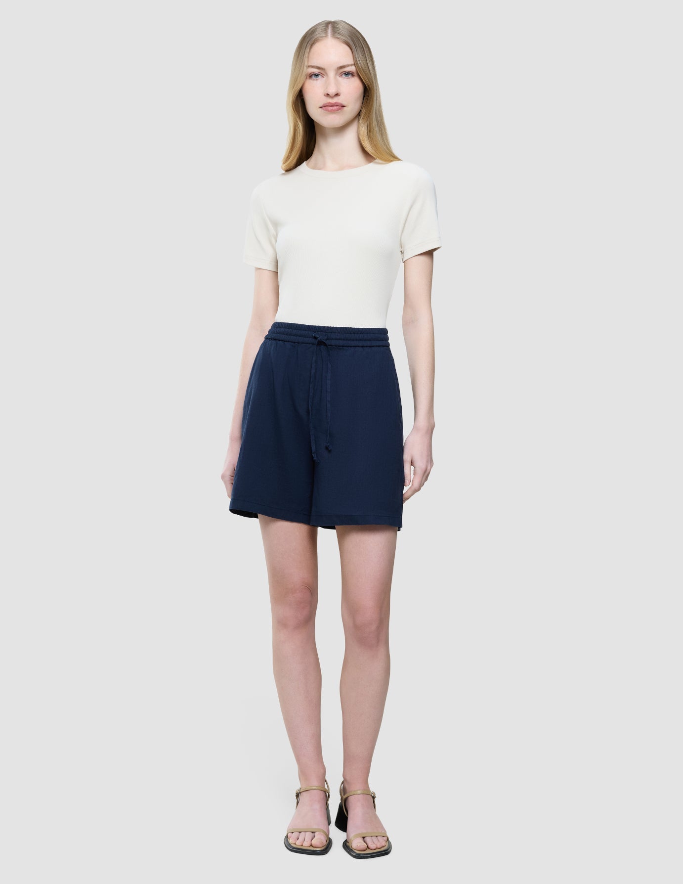 Women Rib T-Shirt Sandy Beige