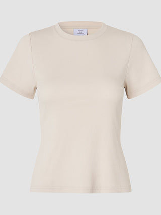 Women Rib T-Shirt Sandy Beige