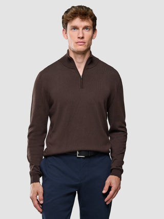 Seamless Core Knit Half Zip Dark Brown