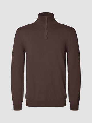 Seamless Core Knit Half Zip Dark Brown