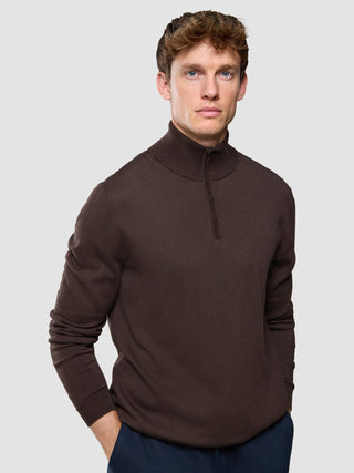 Seamless Core Knit Half Zip Dark Brown