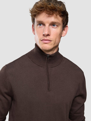 Seamless Core Knit Half Zip Dark Brown