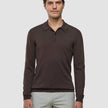 Seamless Core Knit Long Sleeve Polo Dark Brown