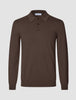 Seamless Core Knit Long Sleeve Polo Dark Brown
