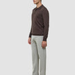 Seamless Core Knit Long Sleeve Polo Dark Brown