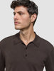 Seamless Core Knit Long Sleeve Polo Dark Brown