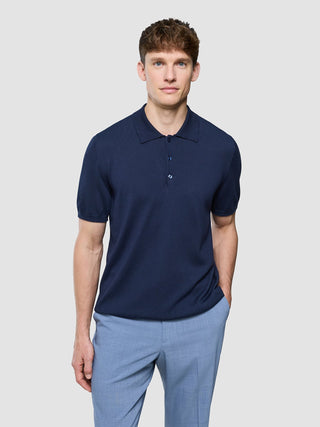 Seamless Core Knit Short Sleeve Polo Dark Navy