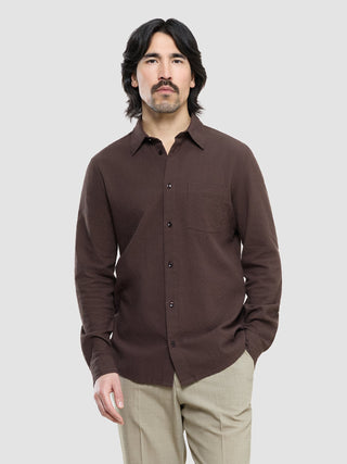 Seersucker Casual Shirt Dark Brown