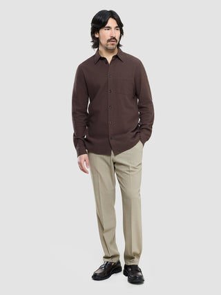 Seersucker Casual Shirt Dark Brown