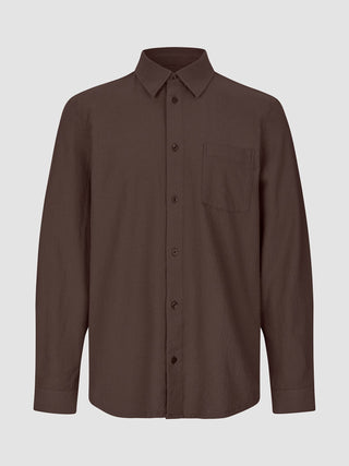 Seersucker Casual Shirt Dark Brown