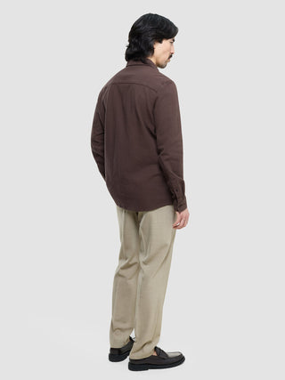 Seersucker Casual Shirt Dark Brown