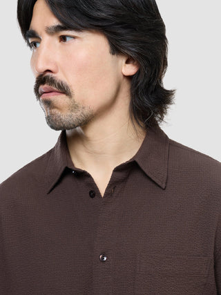 Seersucker Casual Shirt Dark Brown
