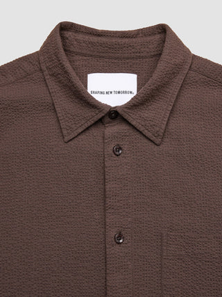 Seersucker Casual Shirt Dark Brown