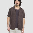 Seersucker Short Sleeve Shirt Cocoa Pinstripes