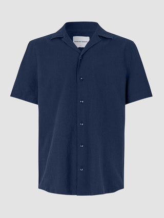 Seersucker Short Sleeve Shirt Dark Navy
