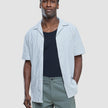 Seersucker Short Sleeve Shirt Green Stripes