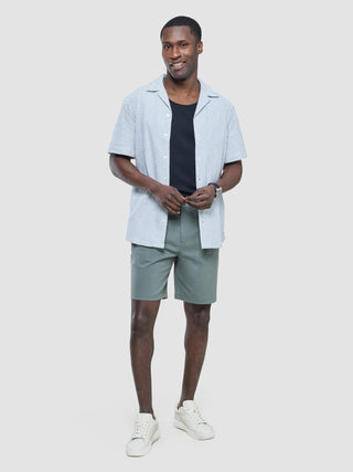 Seersucker Short Sleeve Shirt Green Stripes