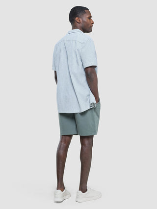 Seersucker Short Sleeve Shirt Green Stripes