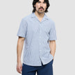 Seersucker Short Sleeve Shirt Navy Stripes