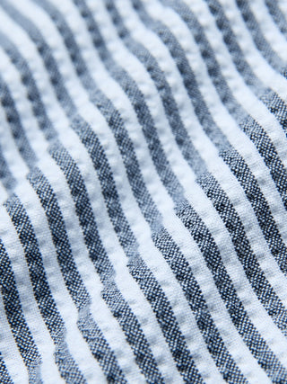 Seersucker Short Sleeve Shirt Navy Stripes