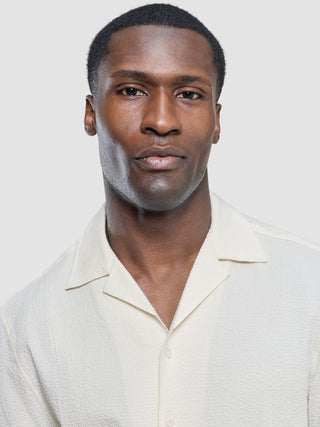Seersucker Short Sleeve Shirt Off White
