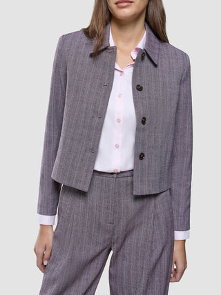 Serene Set Pink Winery Herringbone Short Jacket and Pants Wide