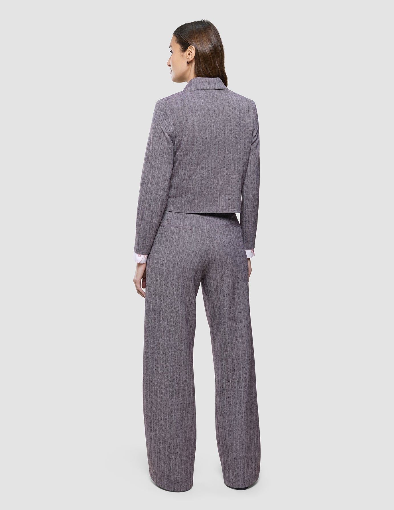 Serene Set Pink Winery Herringbone Short Jacket and Pants Wide