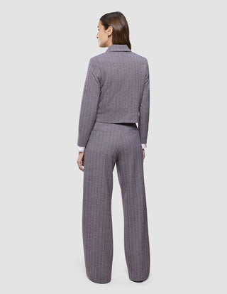 Serene Set Pink Winery Herringbone Short Jacket and Pants Wide