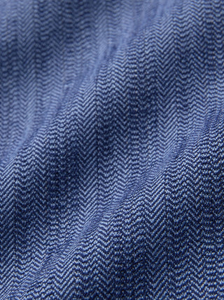 Close-up of Women Serene Pants Wide Ombre Blue Herringbone fabric.