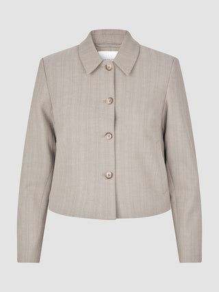 Women Serene Short Jacket Burnt Sugar Herringbone